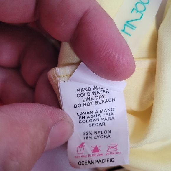 OP Ocean Pacific Cutout One Piece Swimsuit Size L Yellow Pink - Picture 9 of 11
